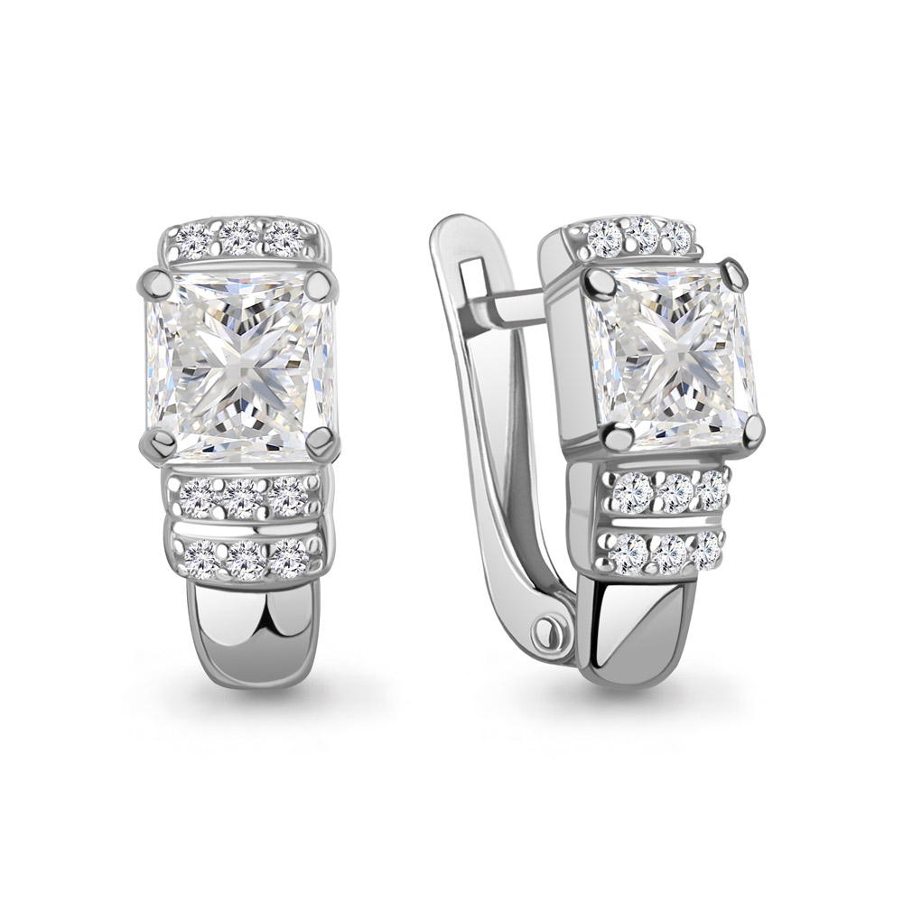 Серьги из серебра с фианитами