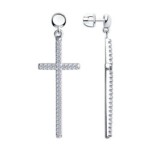 серьги из серебра с фианитами