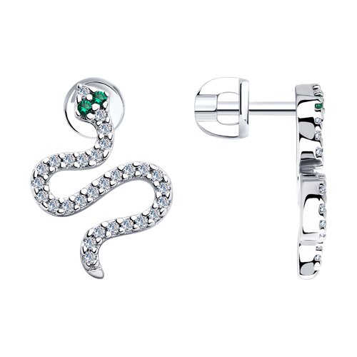 серьги из серебра с фианитами