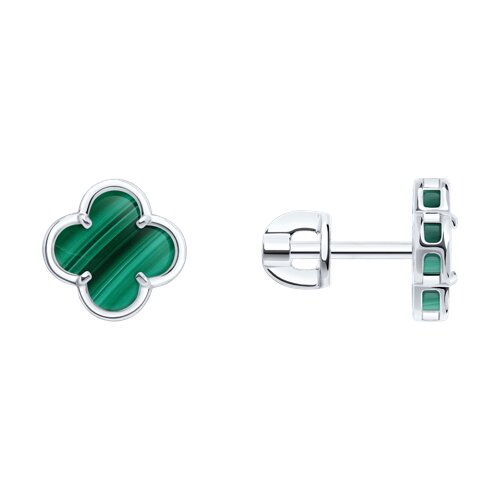 серьги из серебра с малахитами