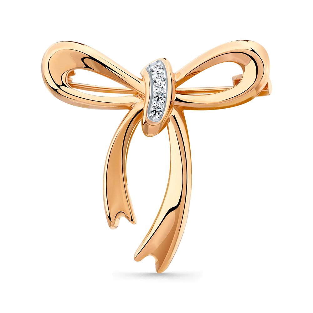 Брошь из золота с фианитами