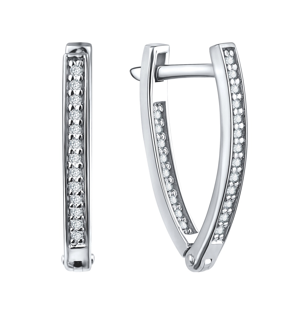 Серьги из серебра с фианитами