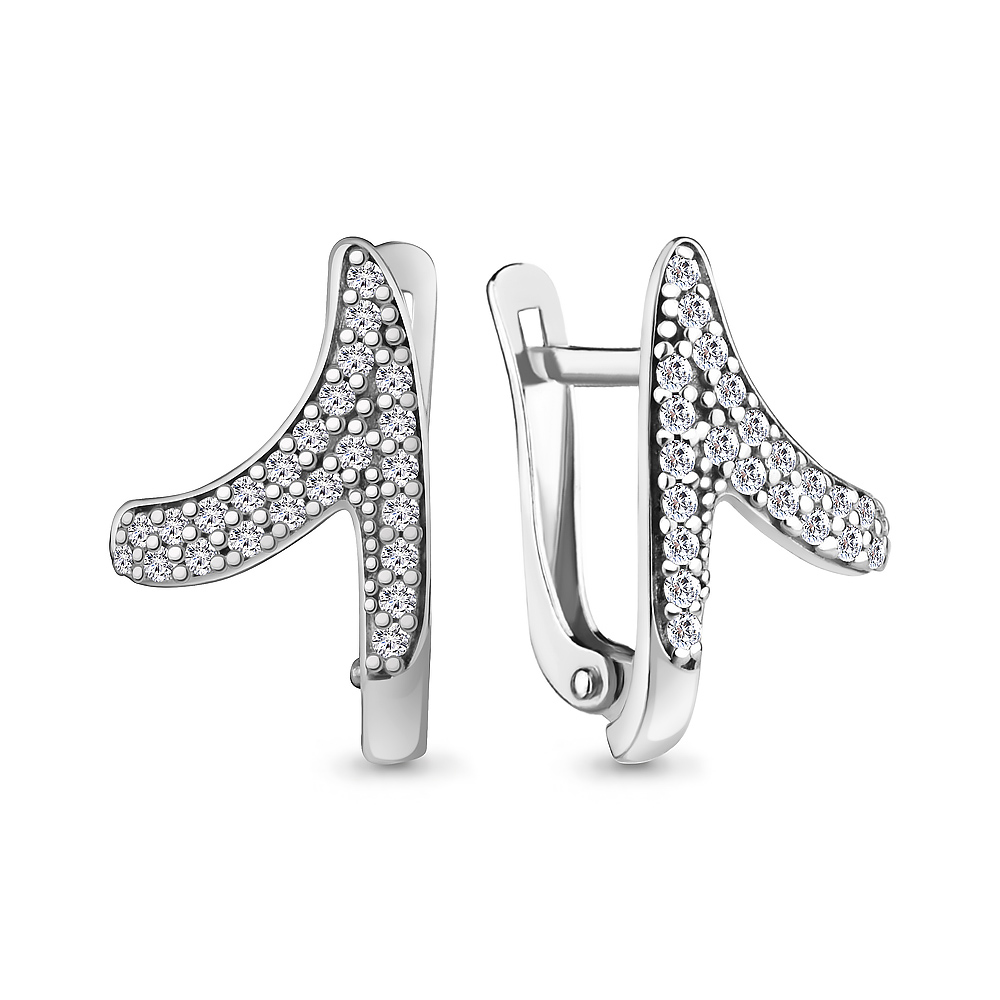 Серьги из серебра с фианитами