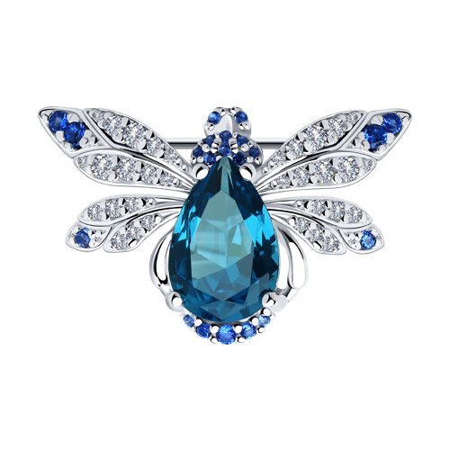 брошь из серебра с миксом камней