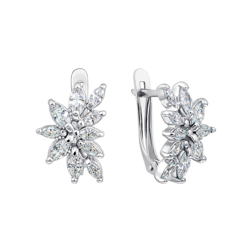 Серьги из серебра с фианитами