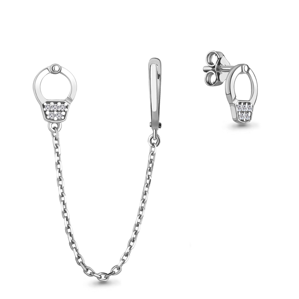 Серьги-пусеты из серебра с фианитами