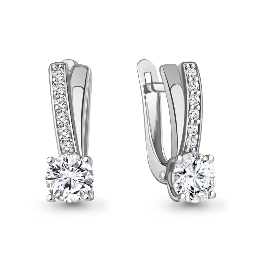 Серьги из серебра с фианитами