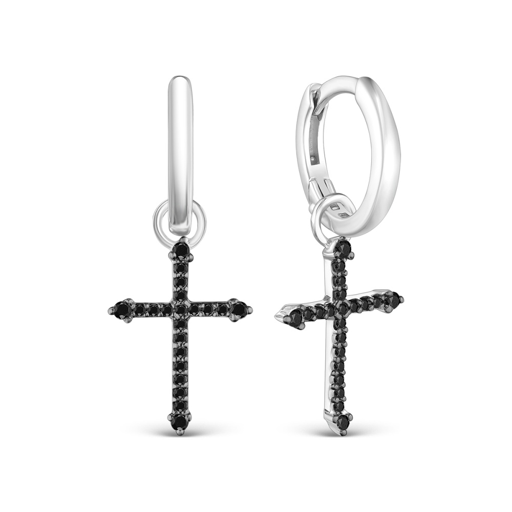 Серьги из серебра с фианитами