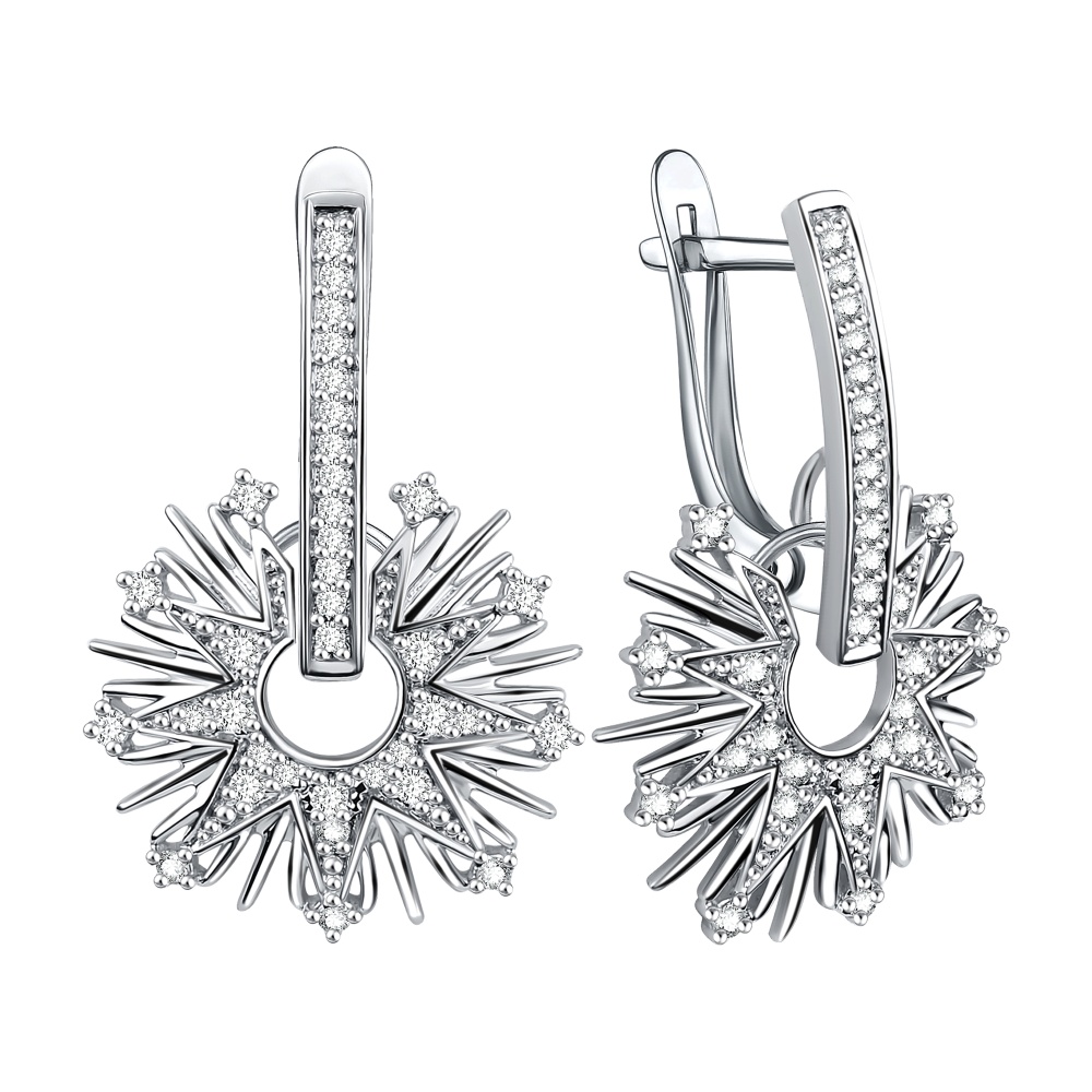 Серьги из серебра с фианитами