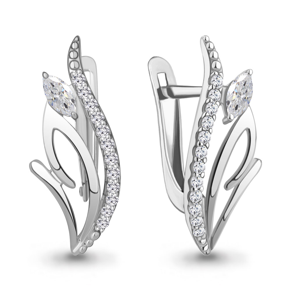 Серьги из серебра с фианитами
