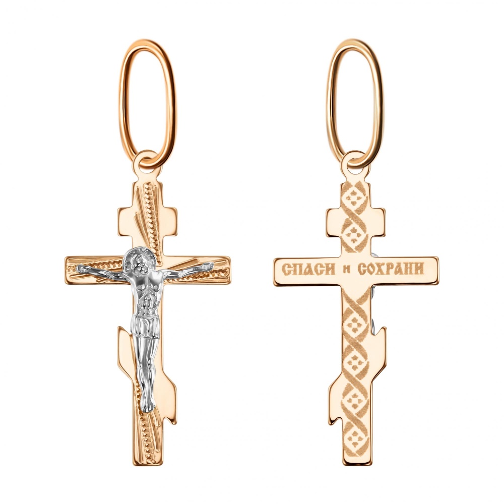 Крест из комбинированного золота