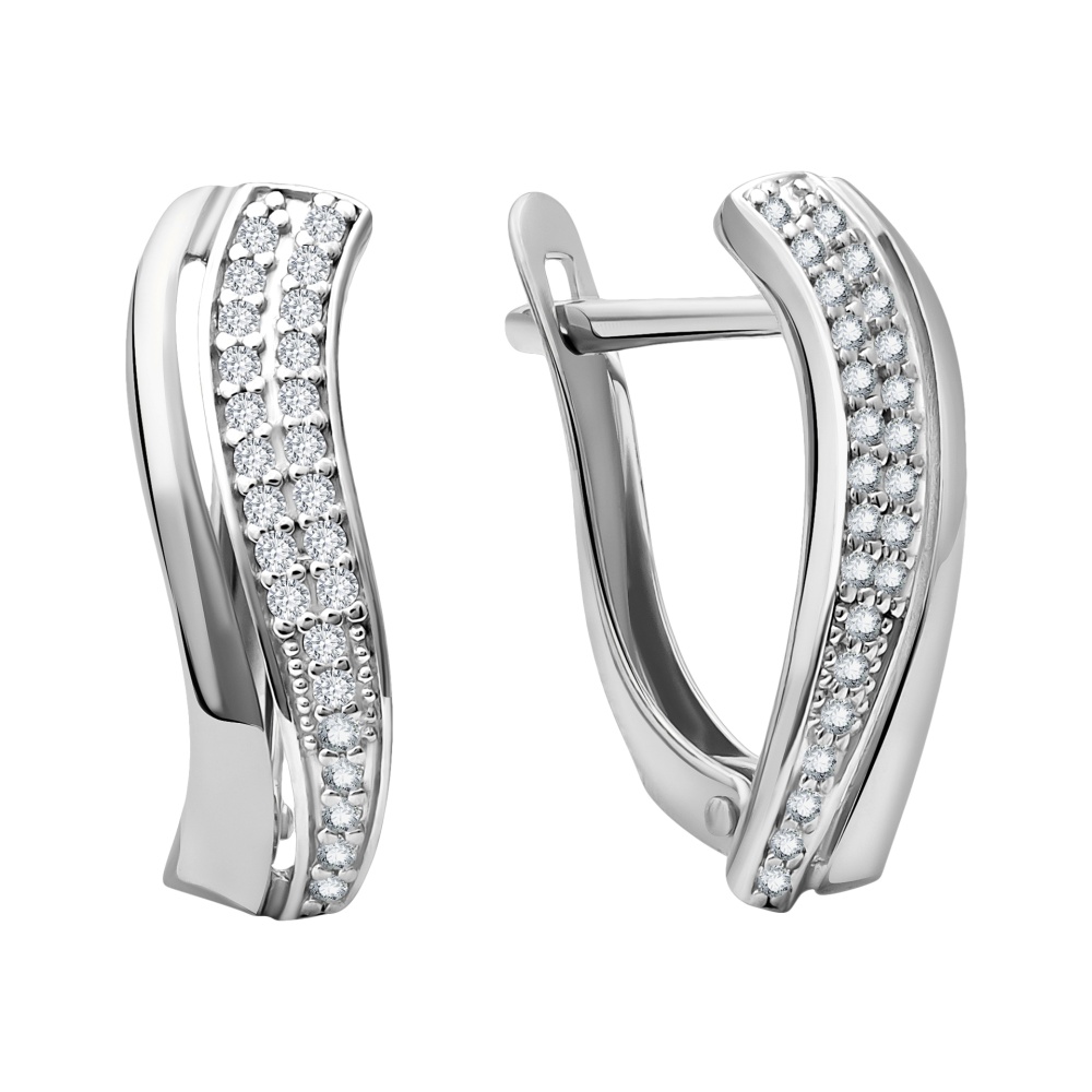 Серьги из серебра с фианитами