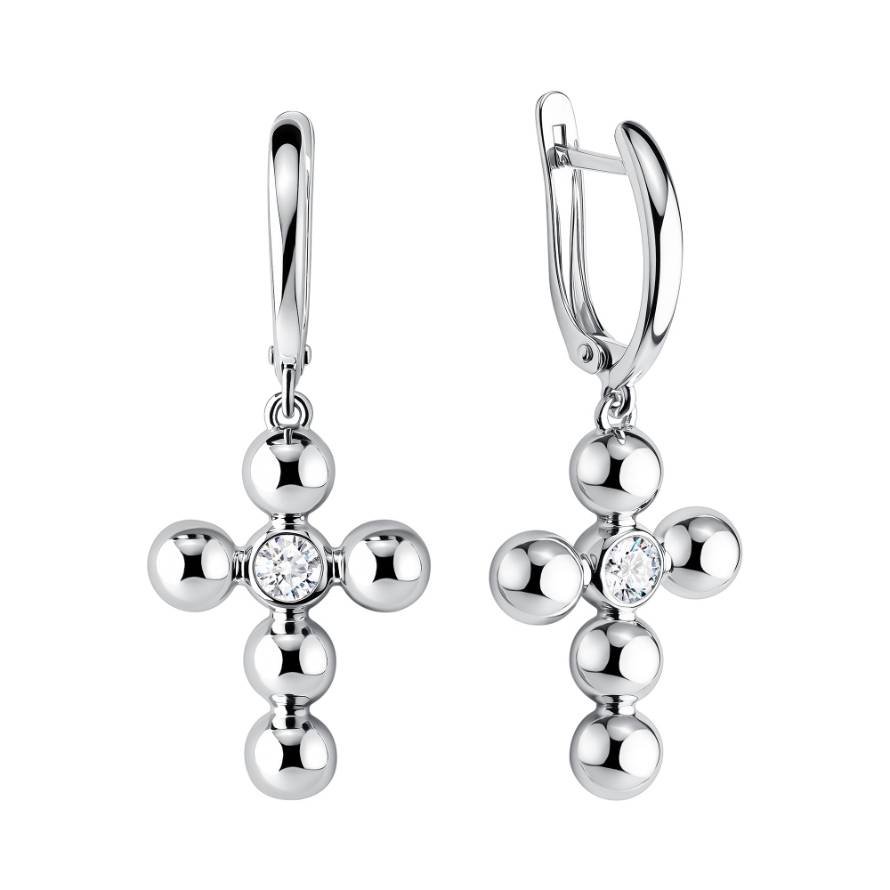 Серьги из серебра с фианитами
