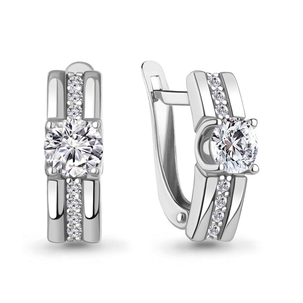 Серьги из серебра с фианитами