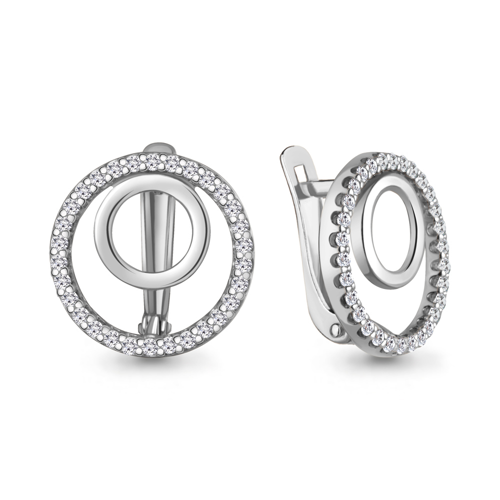 Серьги из серебра с фианитами