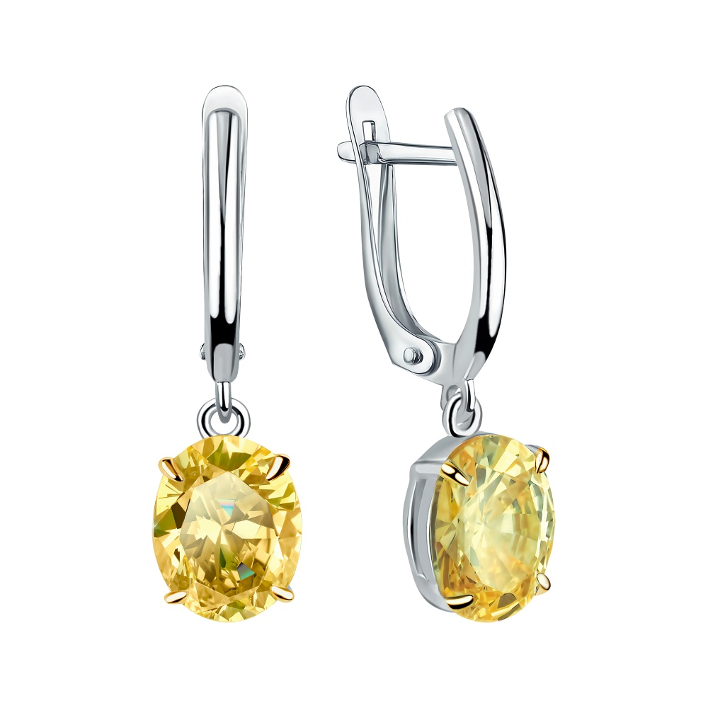 Серьги из серебра с фианитами