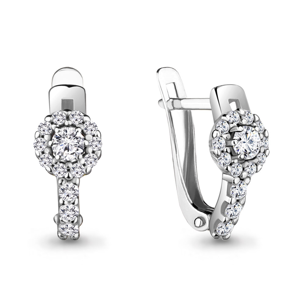 Серьги из серебра с фианитами