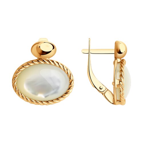 серьги из золочёного серебра с перламутром