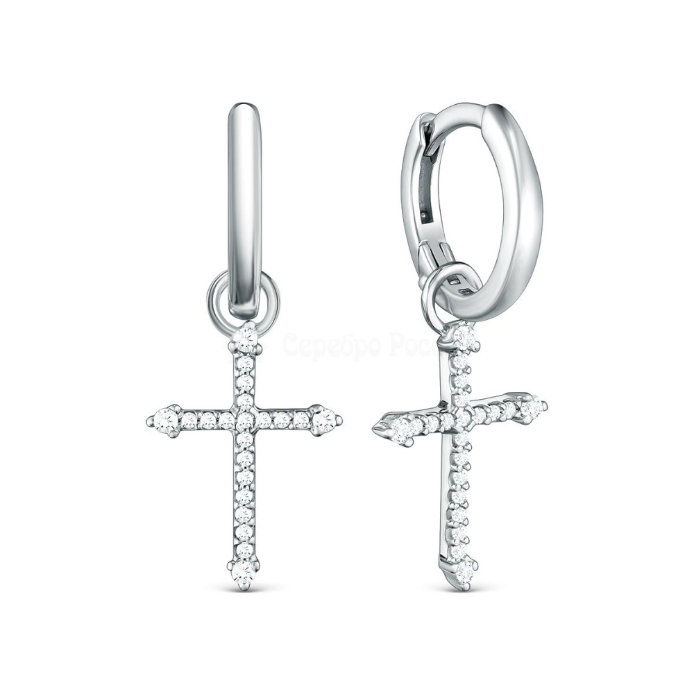 Серьги из серебра с фианитами