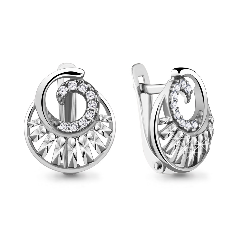 Серьги из серебра с фианитами