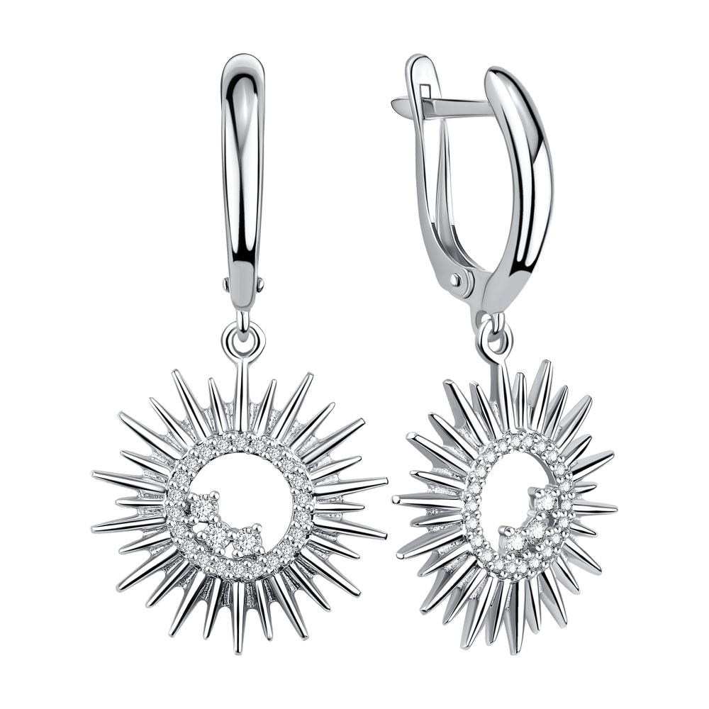 Серьги из серебра с фианитами