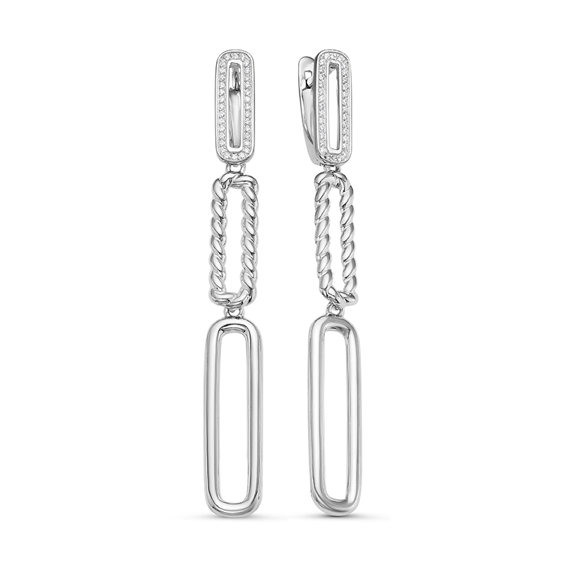 Серьги из серебра с фианитами