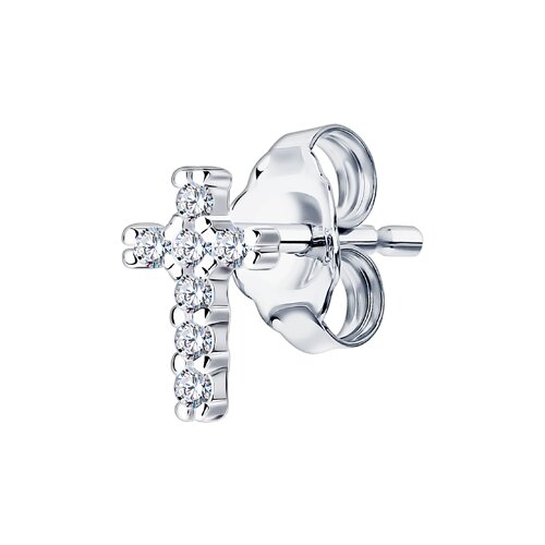 серьга из серебра с фианитами