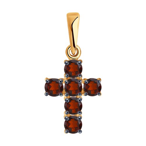 подвеска крест золотая пробы 585 с гранатом