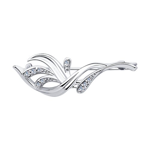 брошь из серебра с фианитами