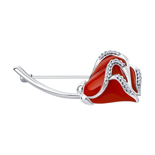 брошь из серебра с эмалью и фианитами