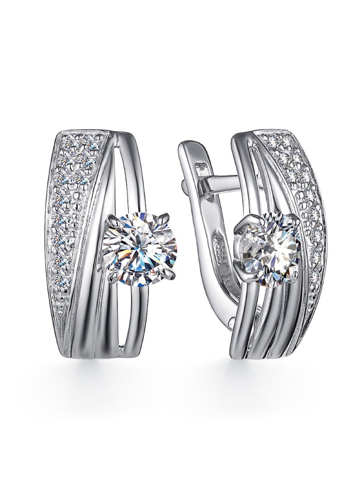 Серьги из серебра с фианитами