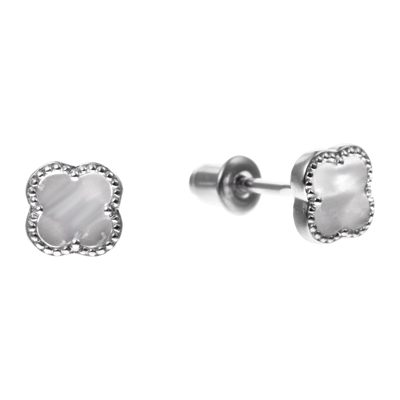 Серьги-пусеты из серебра с перламутром