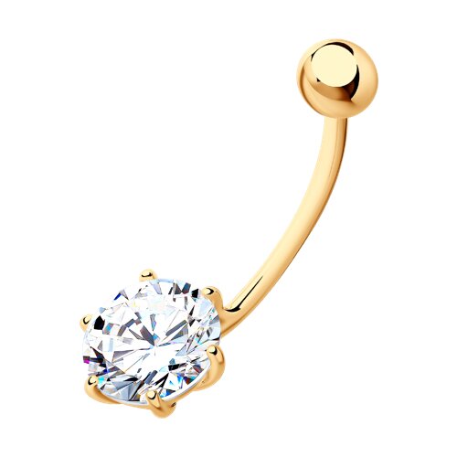 пирсинг из серебра с фианитом