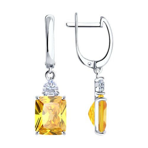 серьги из серебра с фианитами