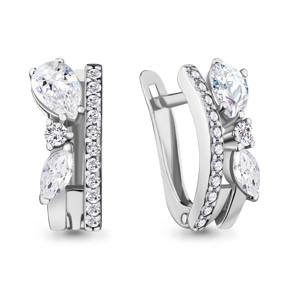 Серьги из серебра с фианитами