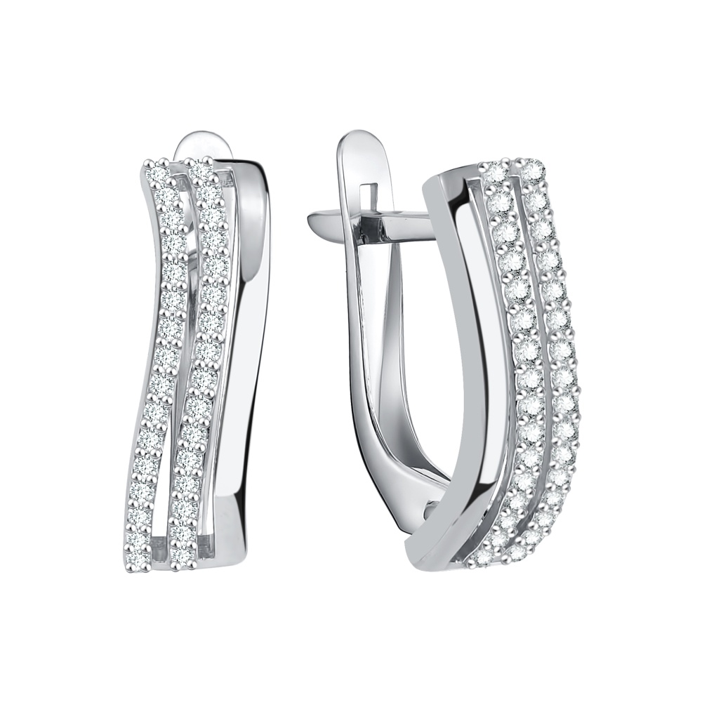 Серьги из серебра с фианитами