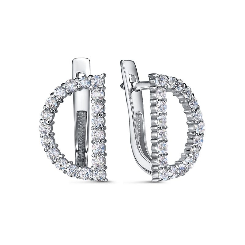 Серьги из серебра с фианитами