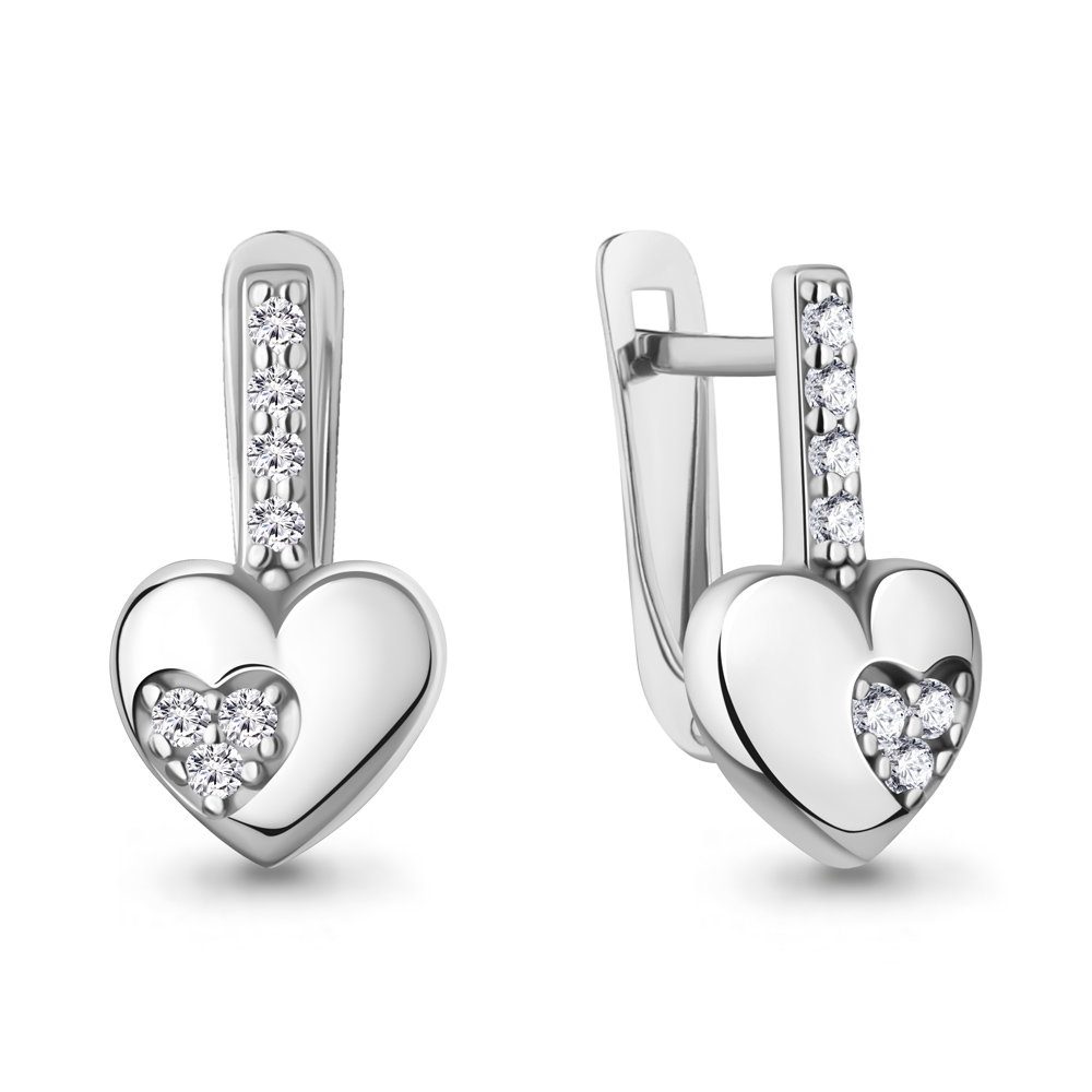 Серьги из серебра с фианитами