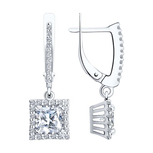 серьги из серебра с фианитами