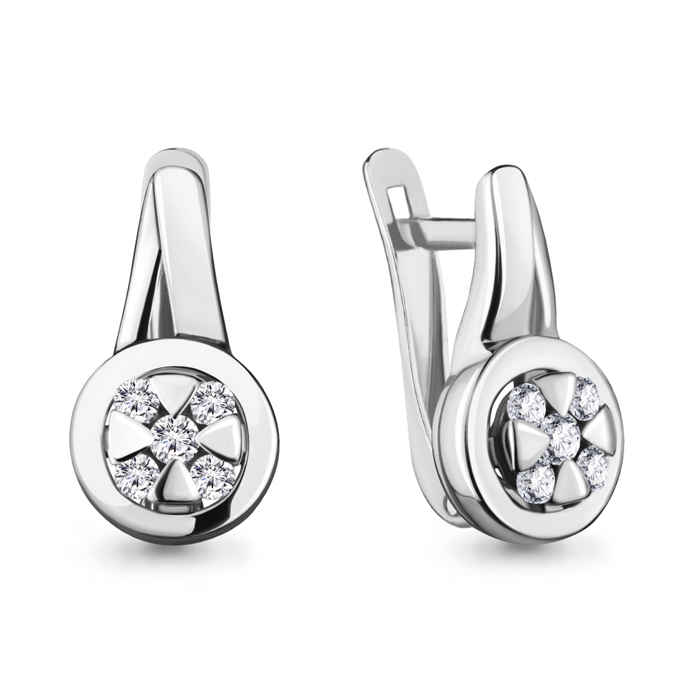 Серьги из серебра с фианитами