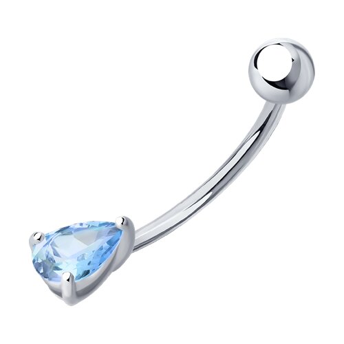 пирсинг в пупок из серебра с фианитом