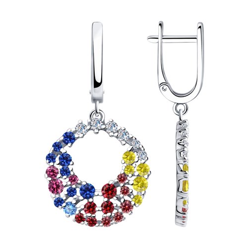 Серьги из серебра с фианитами