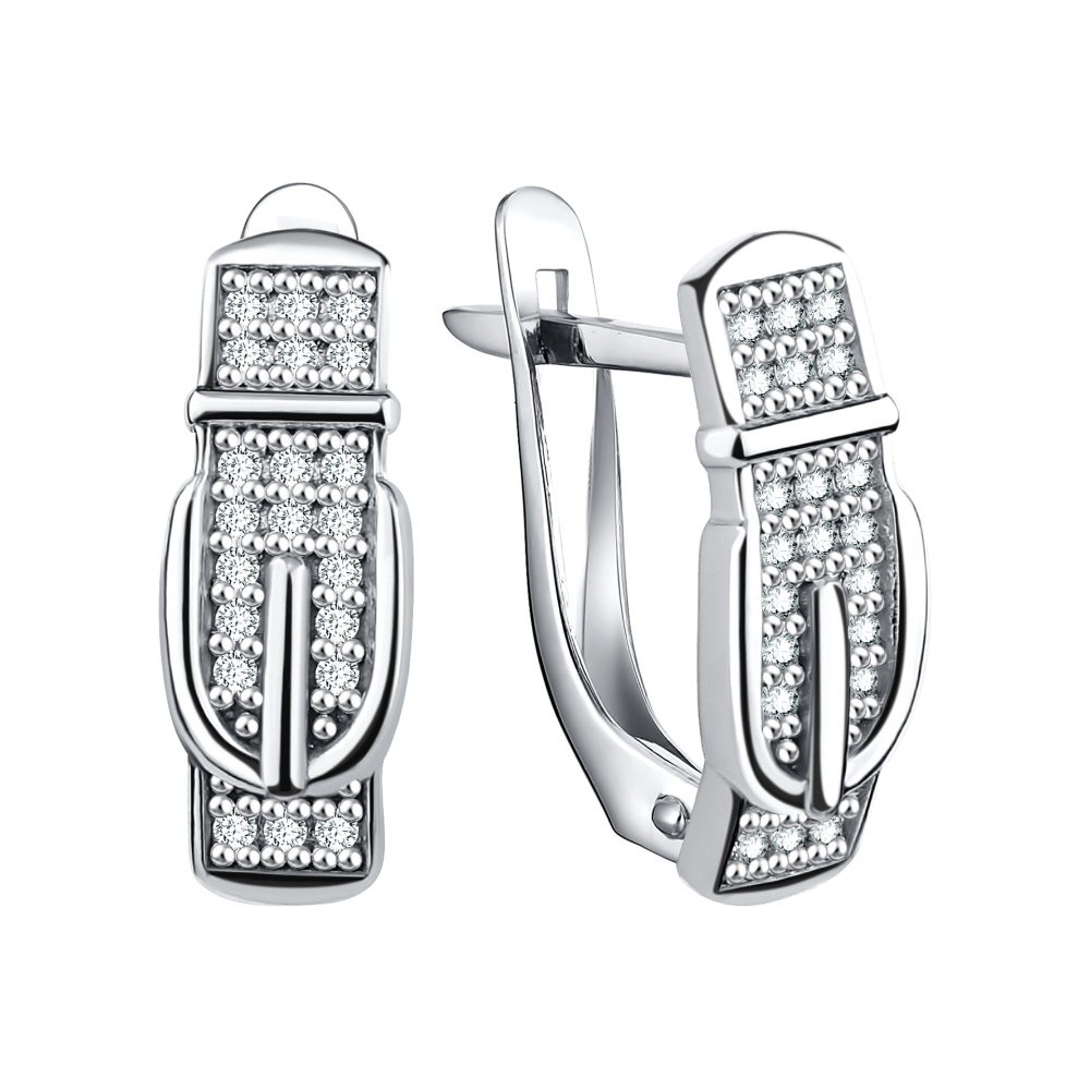 Серьги из серебра с фианитами