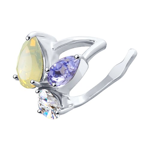 Серьга из серебра с фианитами SWAROVSKI