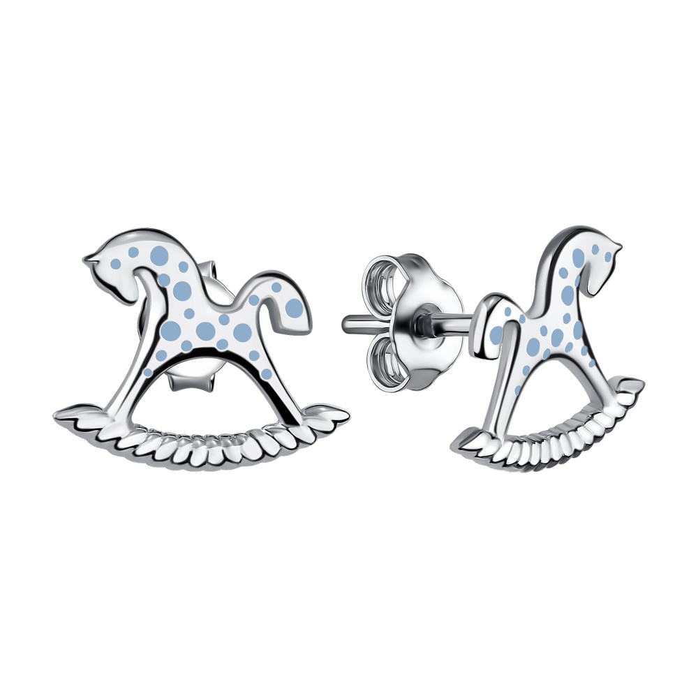 Серьги-пусеты из серебра с эмалью