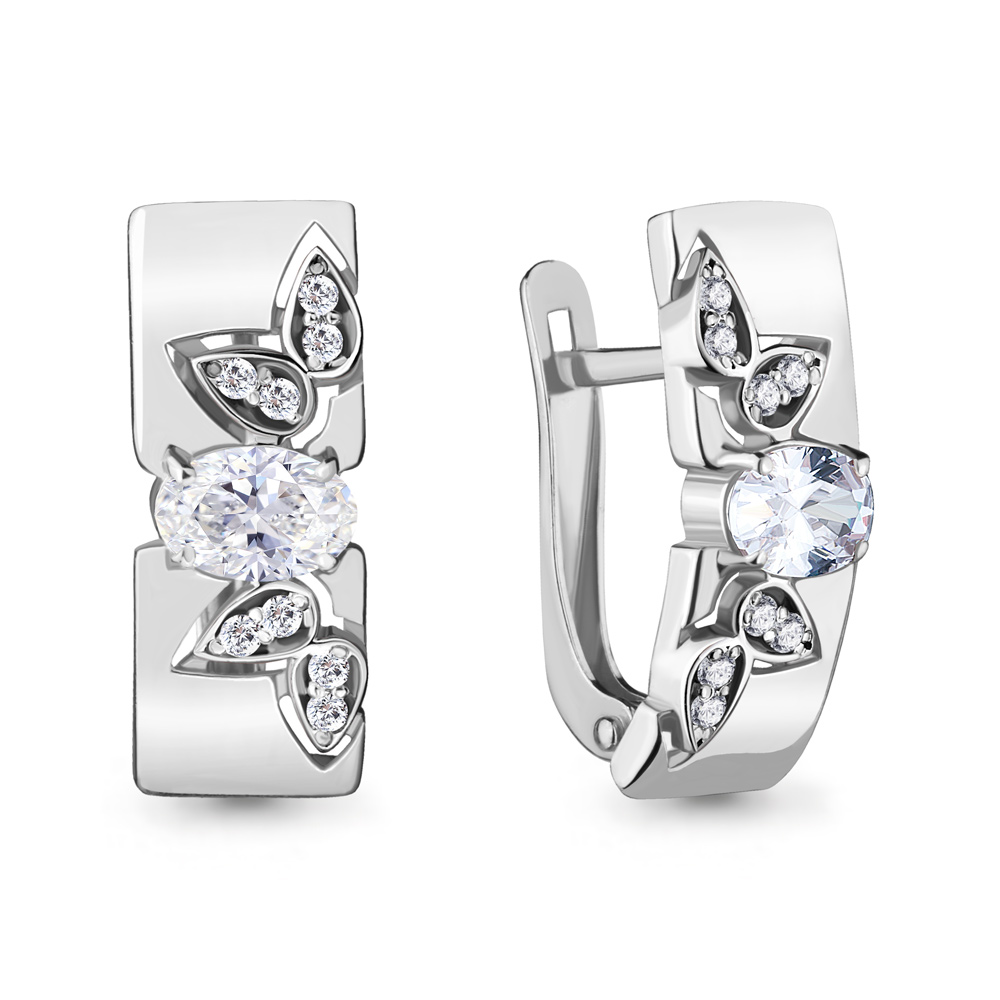 Серьги из серебра с фианитами