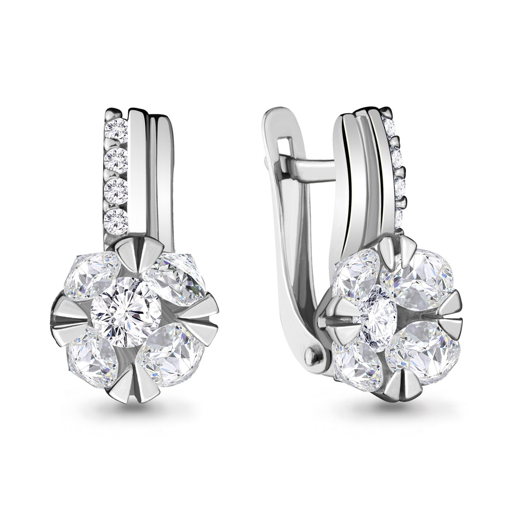Серьги из серебра с фианитами