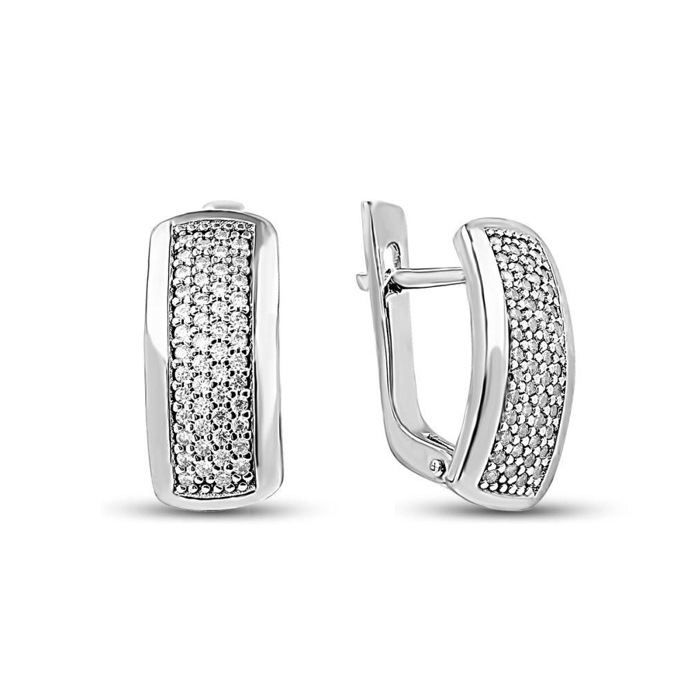 Серьги из серебра с фианитами