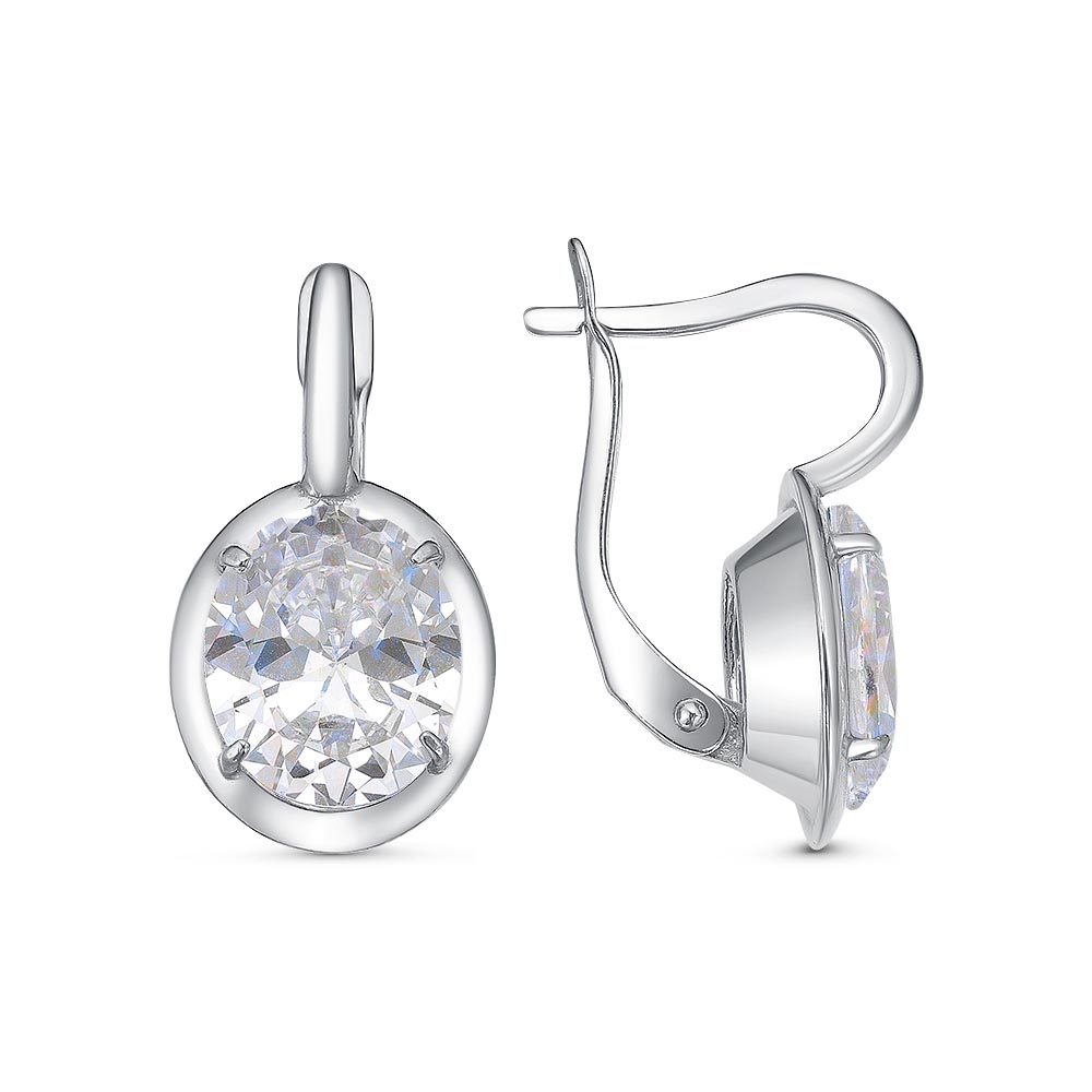 Серьги из серебра с фианитами