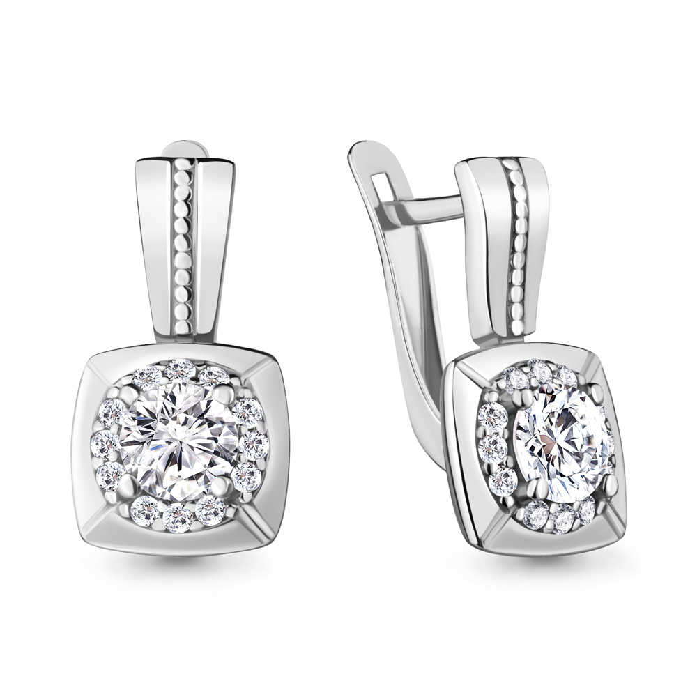 Серьги из серебра с фианитами